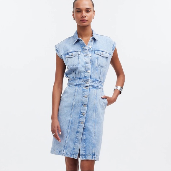 Madewell Dresses & Skirts - Madewell NWOT Denim Cap-Sleeve Shirtdress in Aquino Wash Size 8